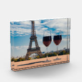 Zwei Glas Wein mit Eiffelturm Fotoblock (Links)