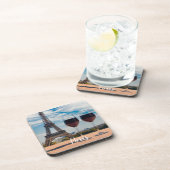 Zwei Glas Wein mit Eiffelturm Getränkeuntersetzer (Rechte Seite)