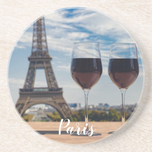 Zwei Glas Wein mit Eiffelturm Getränkeuntersetzer (Vorne)