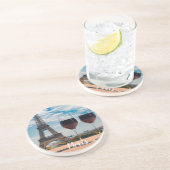 Zwei Glas Wein mit Eiffelturm Getränkeuntersetzer (Seite)