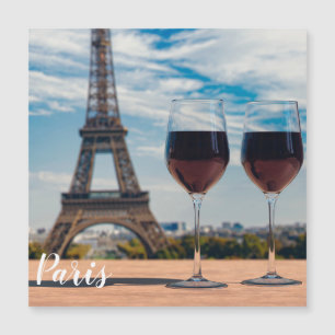 Zwei Glas Wein mit Eiffelturm Magnetkarte
