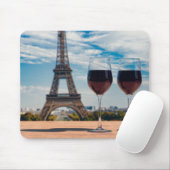 Zwei Glas Wein mit Eiffelturm Mousepad (Mit Mouse)