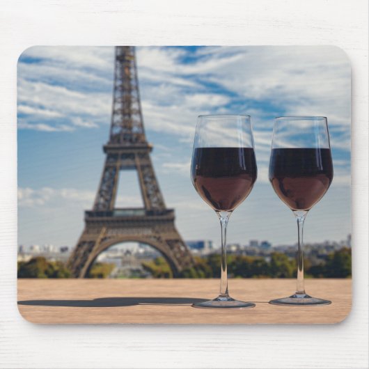 Zwei Glas Wein mit Eiffelturm Mousepad (Vorne)