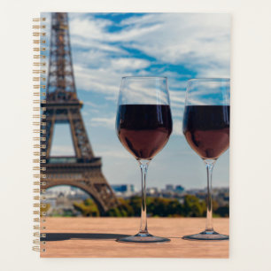 Zwei Glas Wein mit Eiffelturm Planer