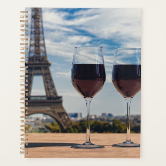Zwei Glas Wein mit Eiffelturm Planer (Vorderseite)