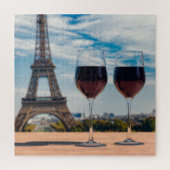 Zwei Glas Wein mit Eiffelturm Puzzle (Vertikal)