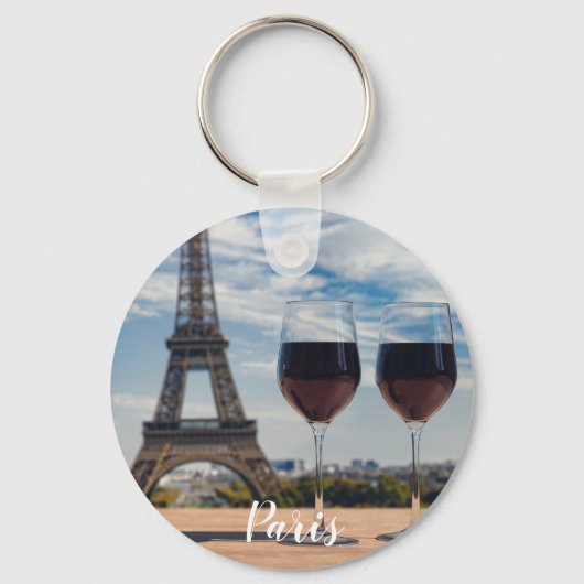 Zwei Glas Wein mit Eiffelturm Schlüsselanhänger (Vorderseite)