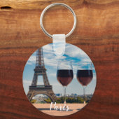 Zwei Glas Wein mit Eiffelturm Schlüsselanhänger (Vorderseite)