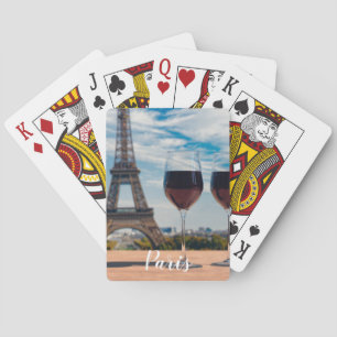 Zwei Glas Wein mit Eiffelturm Spielkarten