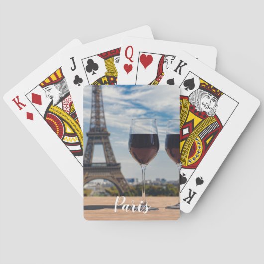 Zwei Glas Wein mit Eiffelturm Spielkarten (Rückseite)