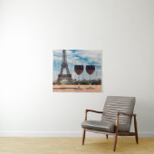 Zwei Glas Wein mit Eiffelturm Wandteppich (Beispiel (Horizontal))