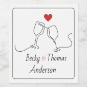 Zwei Gläser, ein Herz Weinetikett (Einzelnes Label)