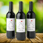 Zwei Gläser, ein Herz Weinetikett