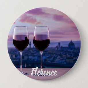 Zwei Gläser Rotwein auf der Silhouette von Florenz Button