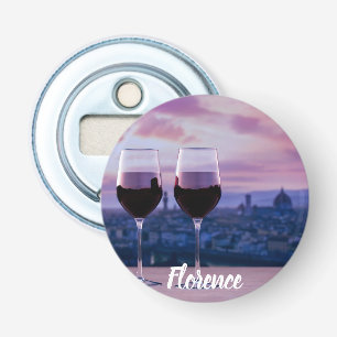 Zwei Gläser Rotwein auf der Silhouette von Florenz Flaschenöffner