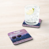 Zwei Gläser Rotwein auf der Silhouette von Florenz Getränkeuntersetzer (Rechte Seite)