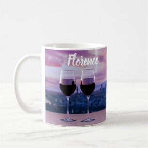 Zwei Gläser Rotwein auf der Silhouette von Florenz Kaffeetasse
