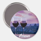 Zwei Gläser Rotwein auf der Silhouette von Florenz Magnet (Vorderseite/Rückseite)