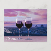 Zwei Gläser Rotwein auf der Silhouette von Florenz