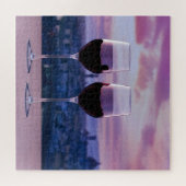 Zwei Gläser Rotwein auf der Silhouette von Florenz Puzzle (Horizontal)