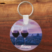 Zwei Gläser Rotwein auf der Silhouette von Florenz Schlüsselanhänger (Vorderseite)