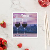 Zwei Gläser Rotwein auf der Silhouette von Florenz Serviette (Beispiel)