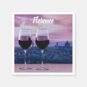 Zwei Gläser Rotwein auf der Silhouette von Florenz Serviette (Vorderseite)