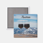 Zwei Gläser Rotwein gegen Berge Magnet (Vorderseite/Rückseite)