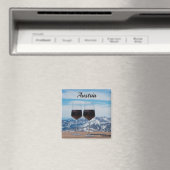 Zwei Gläser Rotwein gegen Berge Magnet (In Situ (Geschirrspüler))