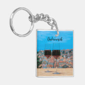 Zwei Gläser Rotwein mit Blick auf Dubrovnik Schlüsselanhänger (Vorderseite links)