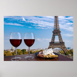 Zwei Gläser Wein im Café in Paris Poster