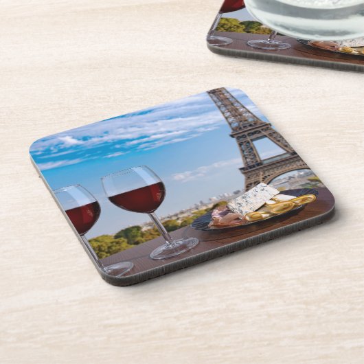 Zwei Gläser Wein im Café von Paris Getränkeuntersetzer (Linke Seite)