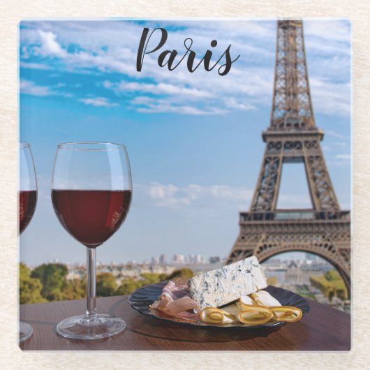 Zwei Gläser Wein im Café von Paris Glasuntersetzer (Vorderseite)