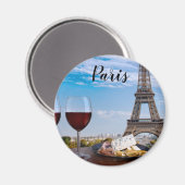 Zwei Gläser Wein im Café von Paris Magnet (Vorderseite/Rückseite)