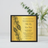 Zwei gleiche Pfauenfedern Einladung (Stehend Vorderseite)