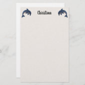 Zwei Glittery Jumping Blue Delphine texturierte Wh Briefpapier (Vorne/Hinten)