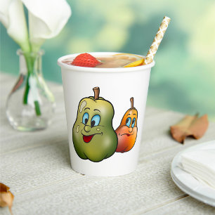 Zwei glückliche Birnen Pappbecher