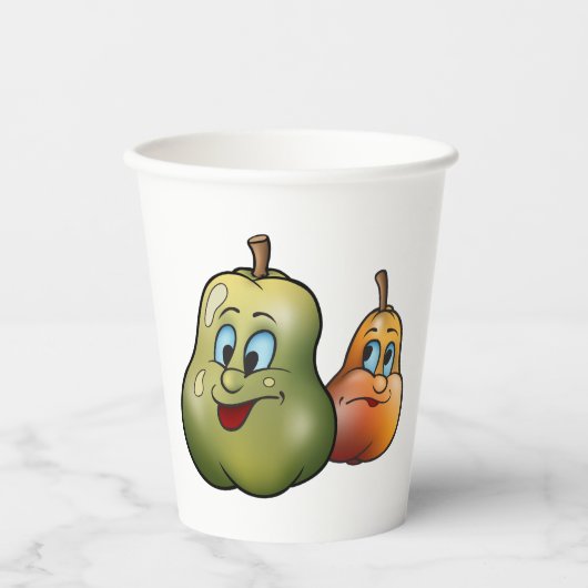 Zwei glückliche Birnen Pappbecher (Vorderseite)