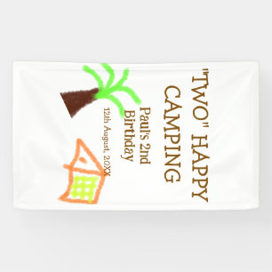 Zwei glückliche Camping-2. Geburtstagsbaum-Camp-Ki Banner