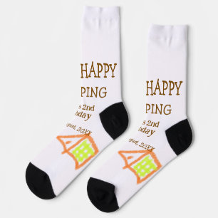 Zwei glückliche Camping-2. Geburtstagsbaum-Camp-Ki Socken