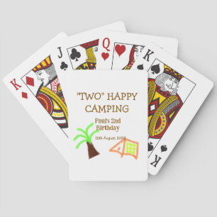 Zwei glückliche Camping-2. Geburtstagsbaum-Camp-Ki Spielkarten