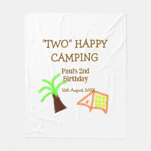 Zwei glückliche Camping-Kinder zum 2. Geburtstag B Fleecedecke