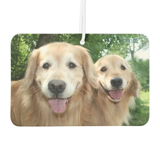 Zwei glückliche Golden Retrievers im Freien Autolufterfrischer (Rückseite)