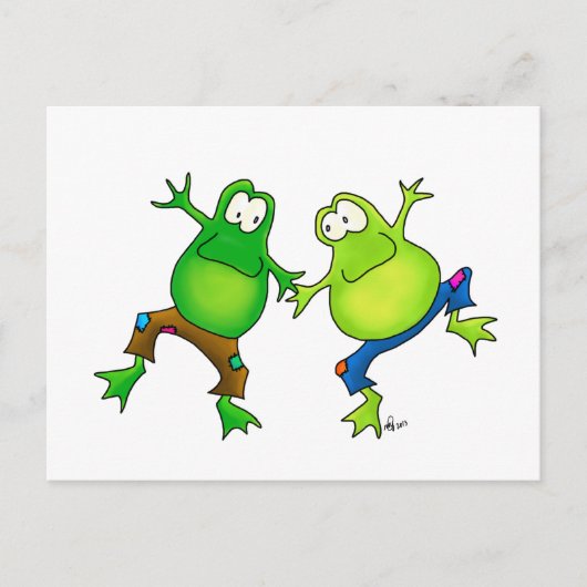 Zwei glückliche Jumping Frog Buddies Postkarte (Vorderseite)