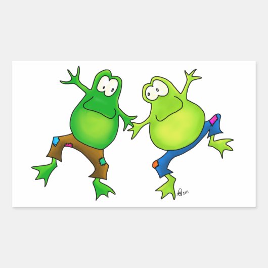 Zwei glückliche Jumping Frog Buddies Rechteckiger Aufkleber (Vorderseite)