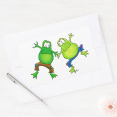 Zwei glückliche Jumping Frog Buddies Rechteckiger Aufkleber (Umschlag)