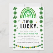 Zwei glückliche Kleeblatt Geburtstagsparty Einladu Einladung (Vorderseite)