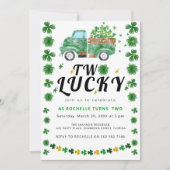 Zwei glückliche Kleeblatt Geburtstagsparty Einladu Einladung (Vorderseite)