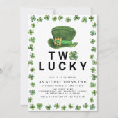 Zwei glückliche Kleeblatt Geburtstagsparty Einladung (Vorderseite)