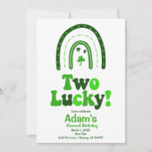 Zwei glückliche Kleeblätter zum Geburtstag Einladung (Vorderseite)